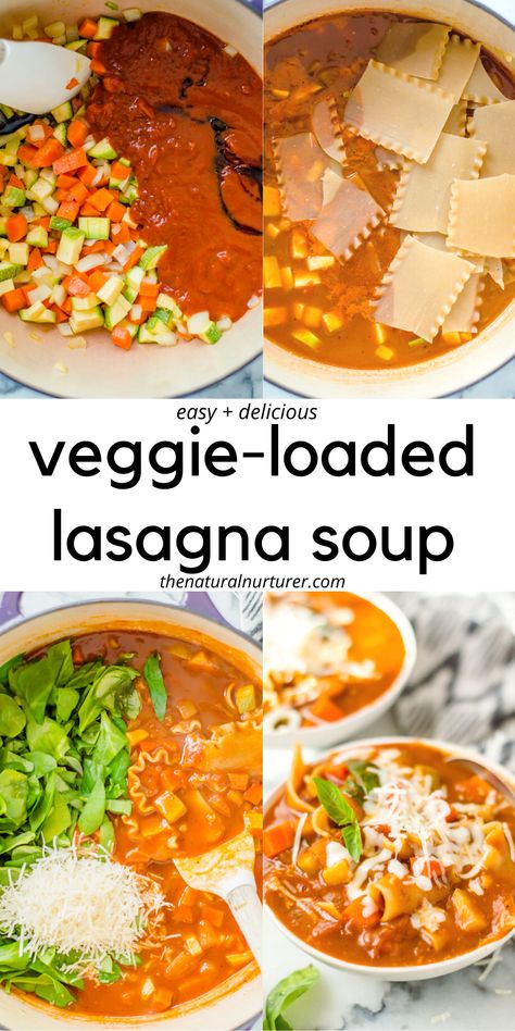 Lasagna Soup Vegetarian, Loaded Lasagna, Vegetarian Lasagna Soup, Healthy Lasagna, Soup Vegetarian, Lasagna Soup Recipe, Veggie Lasagna, Vegetarian Soup Recipes, Vegetarian Lasagna