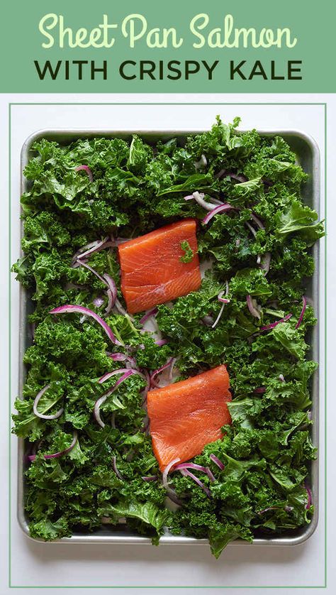 How To Make Sheet Pan Salmon With Crispy Kale Salmon Kale, Sheet Pan Salmon, Healthy Dinners For Two, Pan Salmon, Crispy Kale, Date Night Dinners, Salmon Seasoning, Kitchen Skills, Pan Dinners