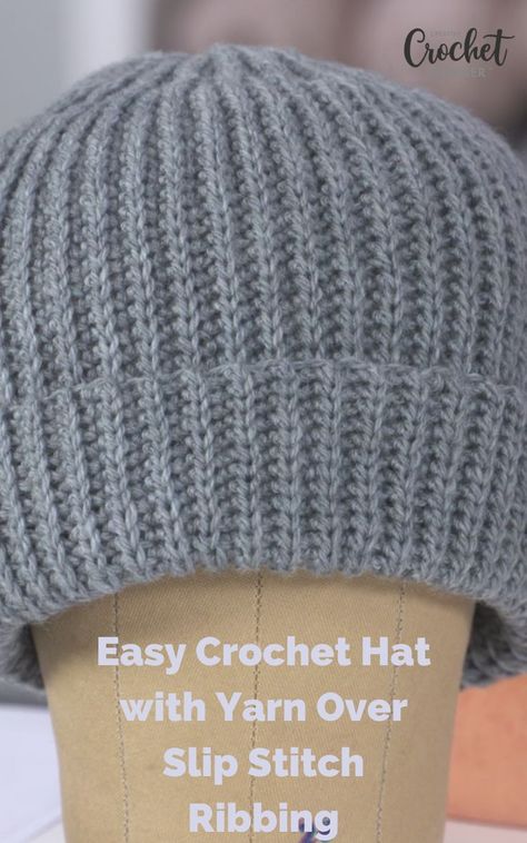 Looking for an easy crocheted hat pattern? The Ribbed Watch Cap by Brenda K.B. Anderson is the perfect hat to practice the unique yarn over slip stitch ribbing stitch pattern. In this video, she explains step-by-step how to crochet this textured, stretchy hat. Slouch Hat Crochet Pattern, Crochet Hats For Boys, Easy Crochet Hat Patterns, Crochet Beanie Pattern Free, Loom Crochet, Slip Stitch Crochet, Crochet Baby Beanie, Easy Crochet Hat, Crochet Skull