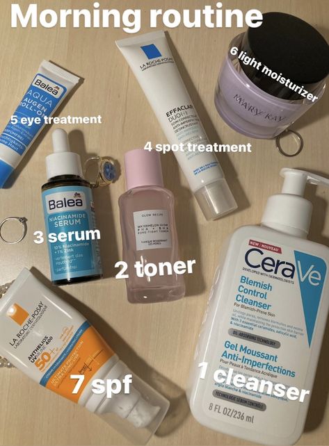 Morning And Night Skin Care Routine For Acne, Acne Combination Skin Skincare, Best Routine For Acne Prone Skin, Morning Routine Skincare Products, Skin Care For Acne Prone Skin Products, Good Skincare Products For Acne, Morning Skin Care Products, Best Face Serum For Acne Prone Skin, Balea Skin Care Routine