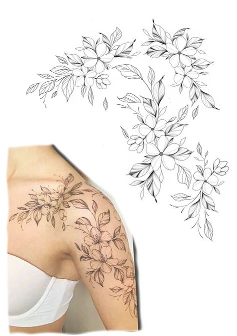 #tattoo, #tattoos, #inked, #tattooart, #tattooedwomen, #tattooedguys, #tattooinspiration, #tattooideas, #tattooworldwide, #tattoosociety, #InkLaughs, and #TattooFails​ Shoulder Cap Tattoo, Shoulder Sleeve Tattoos, Floral Tattoo Shoulder, Shop Tattoo, Feminine Tattoo Sleeves, Tattoos For Women Half Sleeve, More Tattoo, Flower Tattoo Shoulder, Shiva Tattoo