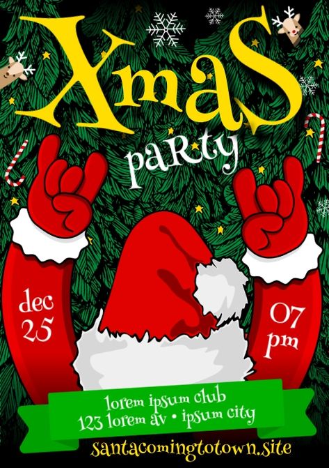 CHRISTMAS PARTY POSTER Holiday Party Flyer, Christmas Poster Design, Christmas Party Poster, College Poster, School Christmas Party, Bad Santa, Flyer Design Layout, Custom Flyers, Christmas Flyer