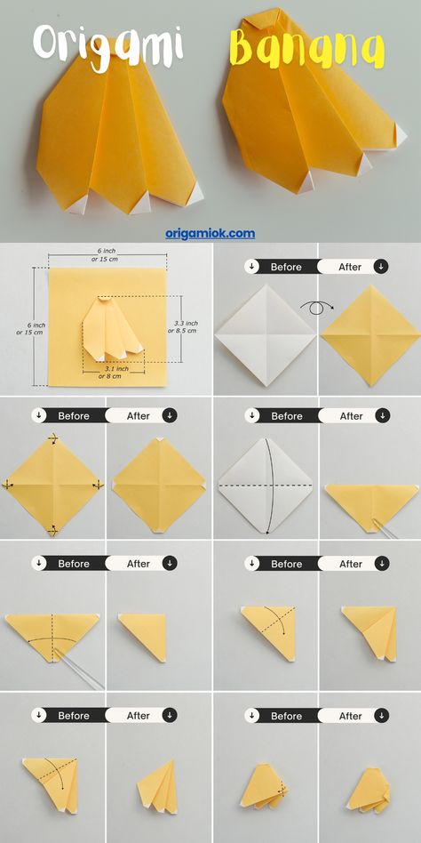 You can transfer paper into a small bunch of banana in just a few steps. Easy Origami Animals, Apple 5, Easy Origami, Origami Animals, Origami Stars, Variety Of Fruits, Square Paper, Origami Easy, Animal Faces