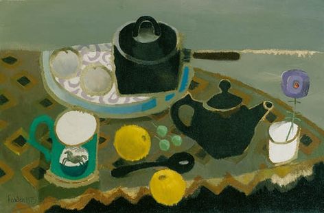 Mary Fedden - Still Life with Tea Pot; Creation Date: 1979; Medium: oil on canvas; Dimensions: 50.8 X 76.2 cm. Mary Fedden, Life Paintings, Women Artists, Royal College Of Art, Art Uk, Painting Still Life, Still Life Art, British Art, Naive Art