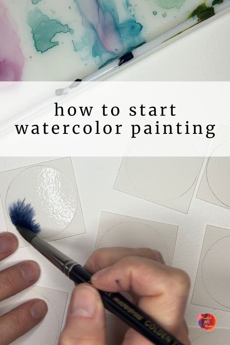 How to start watercolor painting. Watercolor ideas, watercolor projects, watercolor supplies and fun prompts for your art journals. Youtube Watercolor Tutorials, Tools For Watercolor Painting, How To Paint Using Watercolor, Start Watercolor Painting, Watercolour Lessons Step By Step, Learn To Watercolor, Beginning Watercolor Painting, How To Start Watercolor Painting, Watercolor Challenge For Beginners