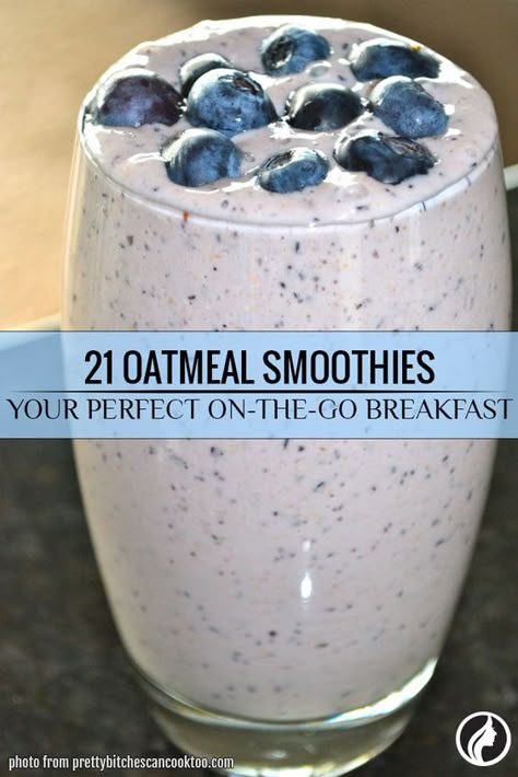 An oatmeal smoothie is very healthy because it contains much protein and fiber. Moreover, its taste is exceptional: once you try it, you will drink it every day. Oatmeal Protein Smoothie, Blueberry Banana Oatmeal, Banana Oatmeal Smoothie, Oatmeal Protein, Oatmeal Smoothie, Oreo Milkshake, Nutribullet Recipes, Protein Smoothies, Healthy Shakes