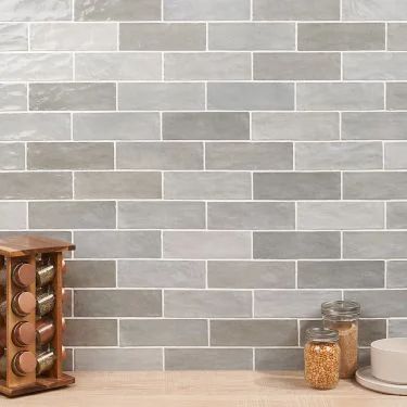 Gray Tiles & Silver Tiles - Backsplash & Floor Tiles | TileBar.com Gray Countertops, Countertop Choices, Backsplash Wall, Tiles For Wall, Polish Ceramics, Glazed Ceramic Tile, Ceramic Subway Tile, Ivy Hill Tile, Grey Tiles