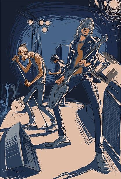 Rock Band Reference Drawing, Rock Band Poses Drawing Reference, Rock Band Character Design, Rock Band Poses, Rock Band Painting, Rock Poses Drawing, Rock Band Reference, Band Drawing Reference, Band Pose Reference