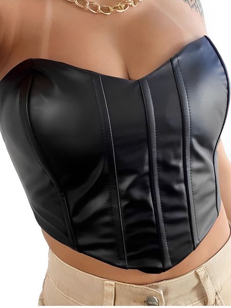 Corset Top Outfit, Cropped Corset, Corset Outfit, Leather Crop Top, Outfit Primavera, Cool Makeup Looks, Leather Pants Women, Looks Party, Tanktop Girl