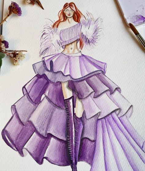 Illustration World on Instagram: “Published By :- @roaringlionart . . . . Created By :- @berthe_fashionillustration . . . . Happy Winter Solstice!!💜✨🥂 Thanks to all who…” Dress Shading Drawing, Rhythm Art Drawing, Shading Drawing Tutorial, Model Drawing Fashion, Dress Shading, Drawing Purple, Rhythm Dress, Outfit Ideas Drawing, Rhythm Art