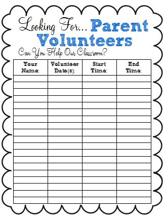 a Class*y Collaboration: Back to School Freebie: Parent Volunteer Sign-Up Sheet Volunteer Sign Up Sheet, Parent Volunteer Form, Ptsa Ideas, Teacher Collaboration, Volunteer Quotes, Class Mom, Sign In Sheet Template, Pta Fundraising, Sign Up Sheets