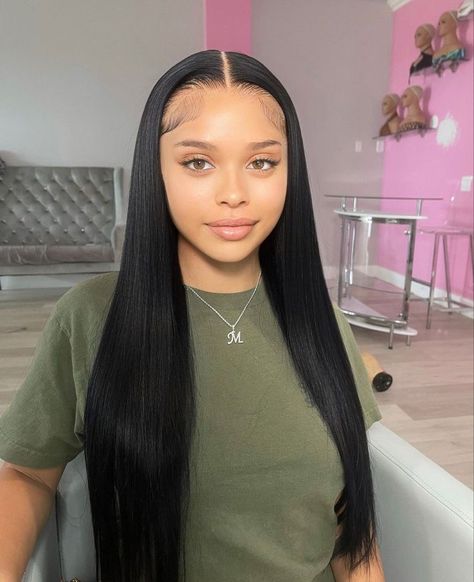 Jet Black Wig, Affordable Lace Front Wigs, Black Hair Wigs, Frontal Wig Hairstyles, Ethnic Hairstyles, Lace Front Wigs Human Hair, Wigs Human Hair, Hair Laid, Dope Hairstyles