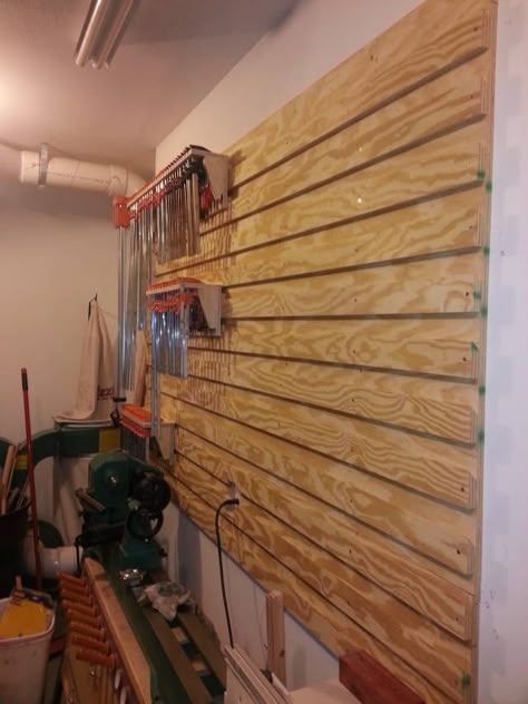 Wall French Cleat - Woodworking Project by Jeff Vandenberg - Craftisian French Cleat Screw Storage, Woodshop French Cleat Wall, French Cleat Wall Garage, French Cleat Tool Storage Garage Walls, French Cleat Wall Storage, Diy French Cleat Wall, French Cleat Shelves, Garage French Cleat, Shop Wall Ideas