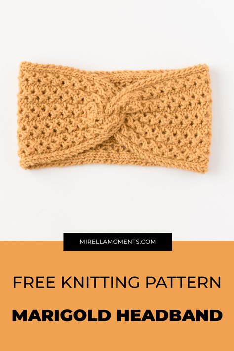 Knitting pattern for the Marigold headband Baby Hats Knitting Free, Headband Knitting Pattern, Knitted Headband Free Pattern, Baby Hat Knitting Patterns Free, Winter Knitting Patterns, Headband Knitting, Knit Dishcloth Pattern, Cable Knitting Patterns, Knit Headband Pattern