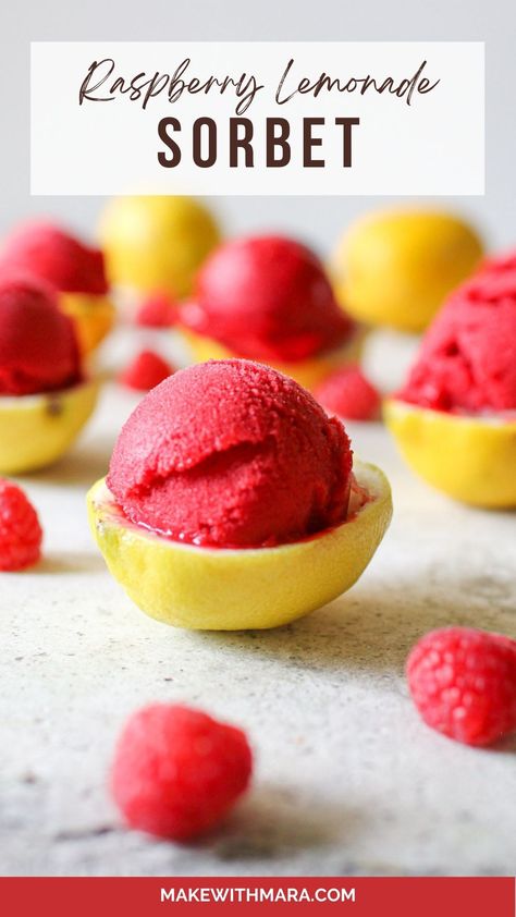 Alcohol Sorbet, Diy Sorbet, Lemonade Sorbet, Homemade Sorbet, Homemade Fruit Snacks, Sherbet Recipes, Peach Raspberry, Sorbet Ice Cream, Ice Cream Maker Recipes