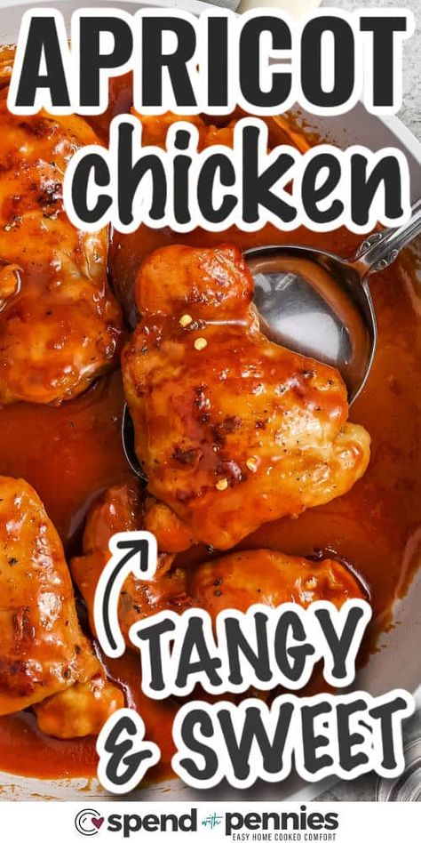 Chicken Thighs With Apricot Preserves, Chicken And Apricot Preserves, Chicken With Apricot Jam, Apricot Chicken Thighs, Chx Recipes, Red Wine Chicken, Roasted Broccoli And Carrots, Apricot Sauce, Apricot Chicken Recipes