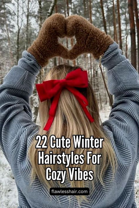 22 Cute Winter Hairstyles For Cozy Vibes Cute Winter Hairstyles, Manali Trip, Beanie Hairstyles, Hairstyles For Fall, Winter Hairstyle, Girly Hairstyles, Christmas Hairstyles, Voluminous Hair, Winter Set