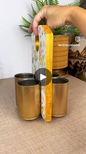 Utensils Holder Diy, Utensil Holders, Lata Vintage, 10k Views, Utensil Holder, Dollar Store Crafts, Dollar Stores, Tela