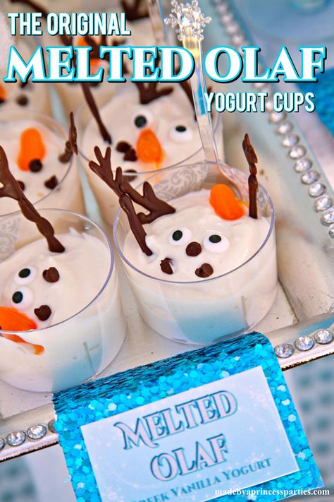 Disney Frozen Birthday Party Food, Melted Olaf, Frozen Birthday Party Food, Frozen Party Food, Frozen Fever Party, Frozen Birthday Party Ideas, Frozen Cupcakes, Bolo Frozen, Disney Frozen Birthday Party