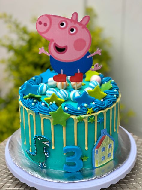 Namibia Peppa George Cake, George Cake Peppa, Peppa Pig Birthday Cake Buttercream, Peppa Pig Buttercream Cake, Peppa Pig Birthday Cake For Boys, Pepper Pig Birthday Cake, George Pig Birthday Cake, Pepper Pig Cake, Cartoon Character Cake