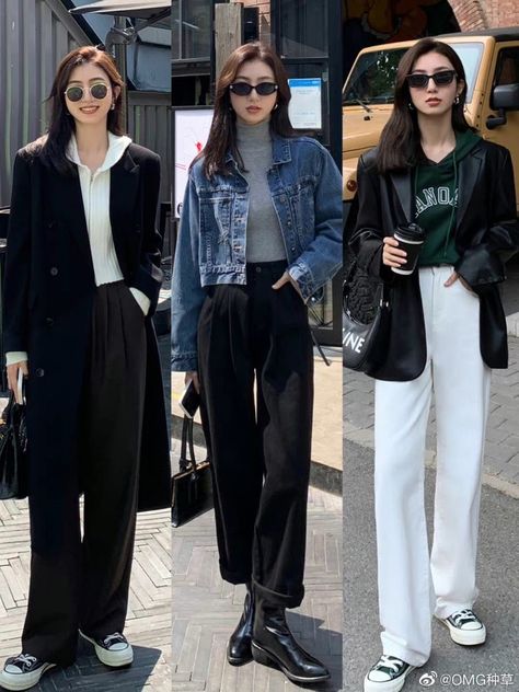 Korean Work Style, Baguio Ootd Ideas, Korean Street Style Aesthetic, Korean Ootd Street Style, Korea Outfit Ideas, Ootd Korean Style Simple, Korean Office Outfit, Korean Wardrobe, Baguio Outfit