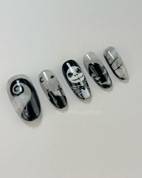 Jack Skellington Nails, Nightmare Before Christmas Nails, Nails Sets, Holloween Nails, Mens Nails, Halloween Press On Nails, Punk Nails, Gothic Nails, Nails Press