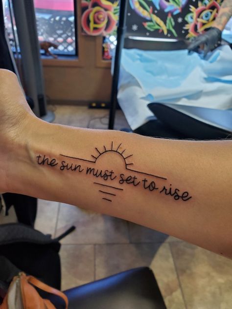 Sun Memorial Tattoo, The Sun Always Rises Tattoo, Sun Must Set To Rise Tattoo, The Sun Must Set To Rise Tattoo, The Sun Will Rise And We Will Try Again Tattoo, Sunrise Tattoo Rising Sun, Rise Up Tattoo, The Sun Will Rise Tattoo, Sun Rays Tattoo