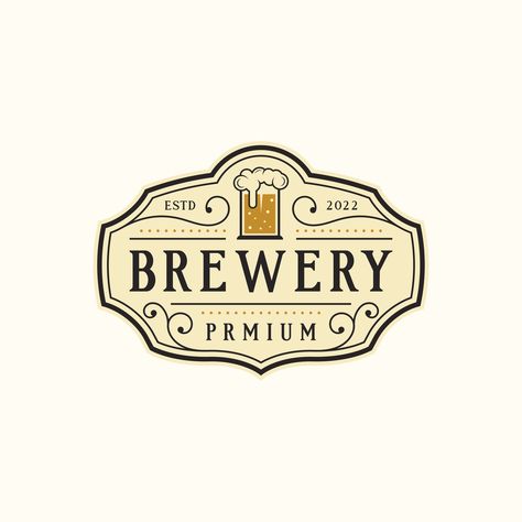 Craft Beer Logo, Vintage Brewery, Brewery Logo, Rustic Logo, Premium Beer, Beer Logo, Beer Company, Beer Design, Vintage Logo Design