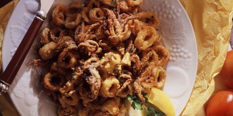 Deep Fried Calamari, Crispy Calamari, Blue Potatoes, Calamari Recipes, Fried Calamari, Food Network Canada, Chile Pepper, Russet Potatoes, Calamari