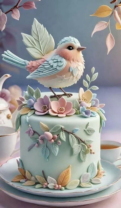 Decorate A Cake, Cake Design Inspiration, Bird Cake, Fantasy Cake, Making Cakes, Beautiful Cake Designs, Cupcakes Decorados, Bird Cakes, Creative Cake Decorating