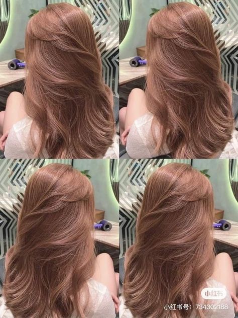 8.34 Hair Color, Milktea Hair Colors Korean, Rose Milk Tea Hair, Milk Tea Brown Hair Color Korean, Vanilla Brown Hair, Maple Brown Hair Color, Very Light Brown Hair, Hair Color Korean, Milk Tea Hair Color