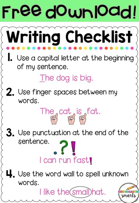 Writing Strategies for the Beginning of the School Year - Kindergarten Smarts Writing Strategies For Kindergarten, Kindergarten Writing Checklist, Writing Checklist First Grade, Writing Checklist Kindergarten, Beginning Sentence Writing Kindergarten, Beginning Writing First Grade, Writing Strategies For Elementary, Writing Folders Kindergarten, Year 2 Writing