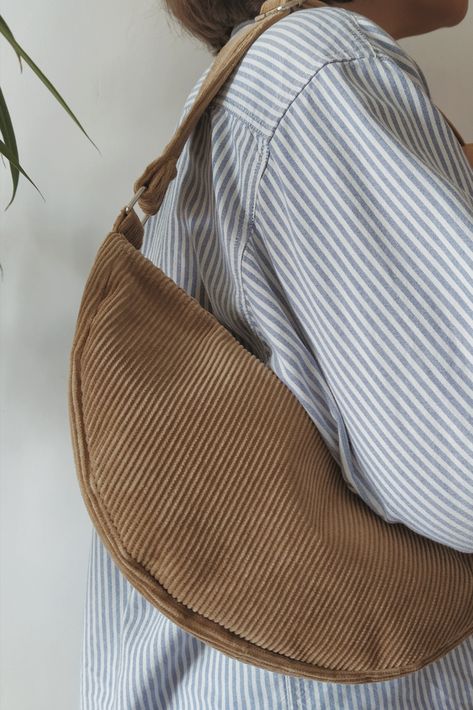 Upcycled canvas dumpling bag, Beige corduroy sling bag, Vegan crossbody bag, Small zipper bag, Trendy everyday bag, Minimalist work bag Corduroy Upcycle, Dumpling Bag Outfit, Corduroy Sling Bag, Bag Outfit Ideas, Corduroy Bag, Outfit Ideas Men, Dumpling Bag, Bag Outfit, Style 2023