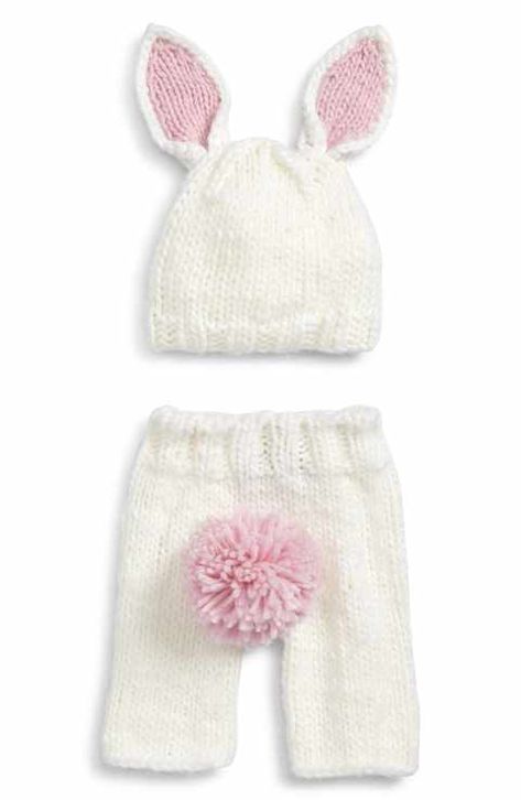 The Blueberry Hill Bunny Pants & Hat Set (Baby) Long Hat, Newborn Photo Outfits, Pink Newborn, Yarn Hats, Bunny Hat, Newborn Sets, Unique Baby Gifts, Hand Knit Hat, Newborn Outfit