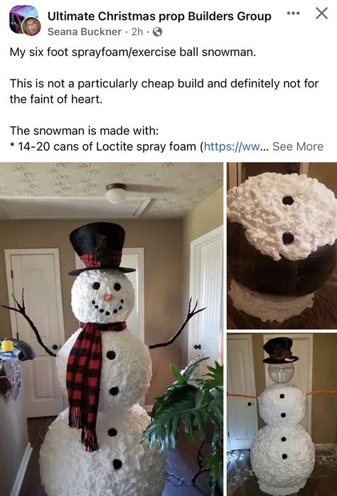 Spray Foam Snowman, Large Outdoor Christmas Decorations Diy Winter Wonderland, Diy Large Snowman, Spray Foam Christmas Decorations, Craftsman Christmas, Christmas Present Decoration, Outdoor Christmas Diy, 2025 Christmas, Christmas Lollipops