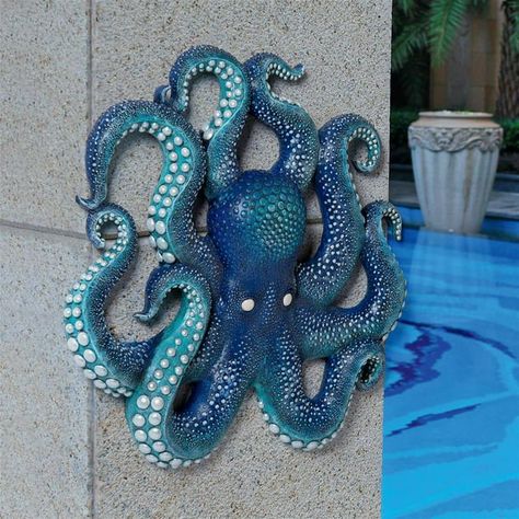 Décor Steampunk, Sunflower Wall Decor, Octopus Wall Art, Mermaid Wall Decor, Blue Octopus, Octopus Art, Steampunk Decor, Beach Theme Decor, Animal Wall Decor