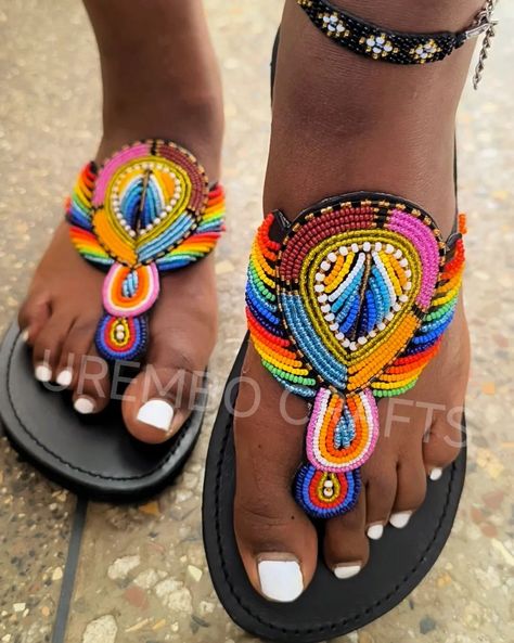 These are a perfect pop of color for any kind of outfit 😜. Available In all sizes (big feet friendly) Available in wholesale and retail . 📞+254711625626 #madeinafricafortheworld #madeinkenya #buykenyabuildkenya #buyblack #handmadejewelry #rainbow #slippers #beachlife Cheap Multicolor Beaded Sandals, Festival Multicolor Beaded Flip Flops, Beaded Sandals African, Casual Multicolor Beaded Flip Flops, Traditional Multicolor Beaded Flip Flops, Beaded Sandals, Color Pop, Slippers, Handmade Jewelry