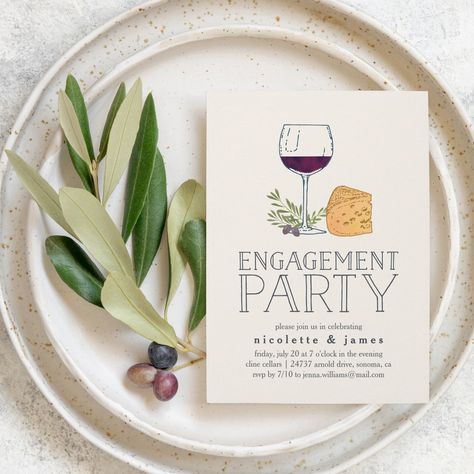 Engagement Party At Winery, Wine And Cheese Engagement Party, Wine And Cheese Party Invitations, Wine Engagement Party, Vineyard Engagement Party, Engagement Party At Restaurant, Italian Theme Engagement Party, Winery Engagement Party, Engagement Dinner Ideas