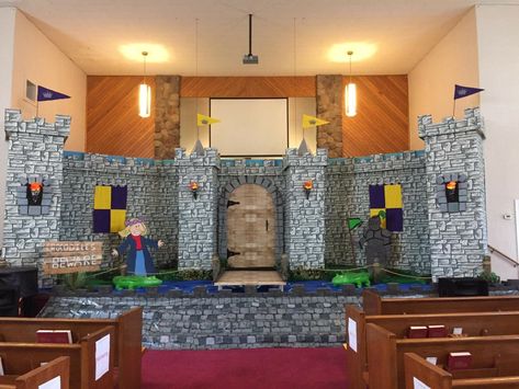 Castle Theme Vbs, Vbs Medieval Theme, Vbs Kingdom Theme, Answers Vbs Keepers Of The Kingdom, Keepers Of The Kingdom Decorations, Kingdom Keepers Vbs Decorations, Armor Of God Decoration Ideas, Keeper Of The Kingdom Vbs Decorations, Keeper Of The Kingdom Vbs