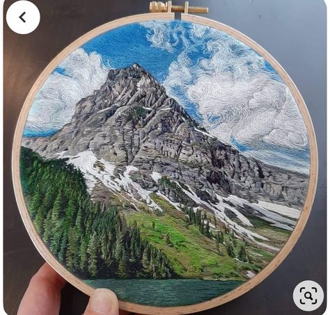 Scenic Embroidery, Embroidery Sky, Mountain Embroidery, Embroidery Landscape, Nature Embroidery, Landscape Embroidery, Embroidery Lessons, Diy Embroidery Patterns, Hand Embroidery Projects