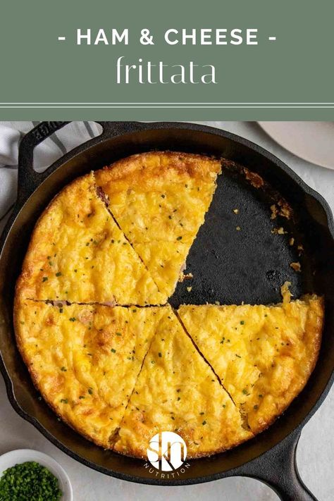 This baked ham and cheese frittata is a quick and easy recipe that works well for breakfast, lunch, or dinner. Ham And Cheese Baked, Ham And Cheese Frittata, Kay Nutrition, Baked Frittata, 30 Minute Meals Healthy, Healthy Egg Recipes, Cheese Baked, Cheese Frittata, Frittata Recipes