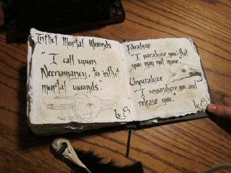 Necromancer Spellbook Interior Page by ~Perplexity66 on deviantART Necromancer Spellbook, Necromancer Book, Diy Grimoire, Larp Diy, Witch Coven, Diy Props, Book Of Shadow, Dark Arts, Black Witch