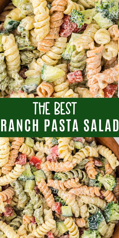 Summer Pasta Salad Recipes, Vegan Pasta Salad, Cold Pasta Salad Recipes, Creamy Ranch, Ranch Pasta Salad, Ranch Pasta, Easy Pasta Salad Recipe, Cold Pasta Salad, Easy Pasta Salad