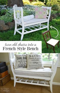 Refurbished Furniture Diy, Upcycled Furniture Before And After, Upcycle Chair, Bench Diy, Old Chairs, Farmhouse Front, Furniture Hacks, Interior Design Diy, Repurposed Furniture Diy