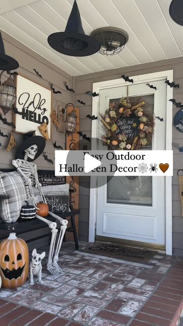 Kaycee Greer on Instagram: "Easy Outdoor Halloween Decor🦇🧡👻🕸️🕷️🖤 These bats are the perfect addition to your outdoor home decor. The witches legs & hanging witches hats are a fun & festive touch! Happy Decorating & Happy Halloween 🎃

🖤Like this post & comment Shop for the links! 

#halloween #halloweendecor #halloweendecorations #halloweenspooktacular #halloweenbat #halloweenlife #halloweenhome #halloweenhomedecor #halloweentutorial #halloweenideas 

Have you decorated your home for Halloween? 🖤🎃" Hanging Witches Hats, Easy Outdoor Halloween Decorations, Outdoor Halloween Decor, Witches Hats, Hanging Witch, Witch Legs, Halloween Tutorial, Outdoor Home Decor, Halloween Spooktacular