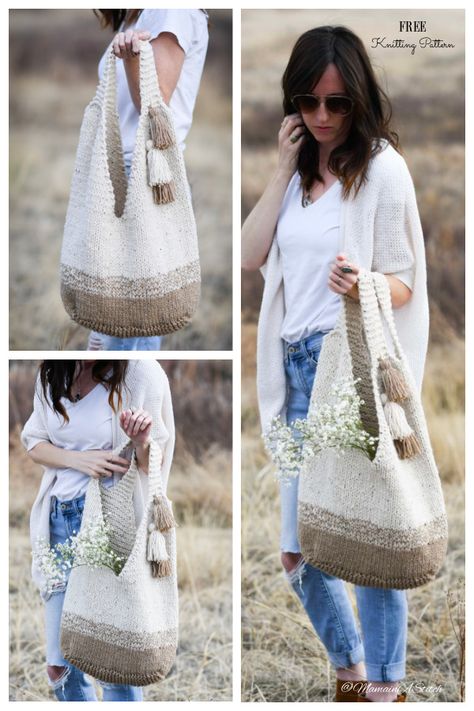 Mohave Slouchy Tote Bag Free Knitting Pattern - Knitting Pattern Knit Bag Pattern Free Totes, Knit Tote Bag Pattern Free, Knitting Tote Bag Pattern, Slouchy Tote Bag, Japanese Tote Bag, Knit Bags, Knitting Bag Pattern, Slouchy Tote, Bag Knitting