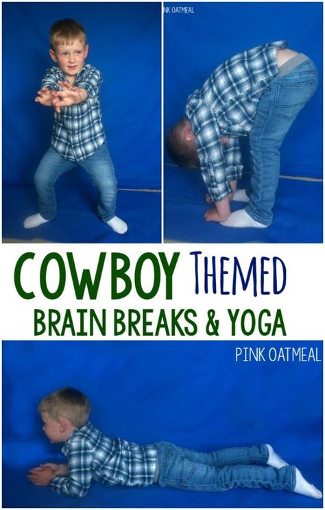 Cowboy themed activities! Perfect for cowboy gross motor. I love all the different ways to move like a cowboy! Music Theme Crafts, Wild West Activities, Wild West Crafts, Yoga Ideas, Cowboy Crafts, Wild West Theme, Cow Pose, Boat Pose, Wilde Westen