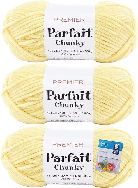 Amazon.com: Premier Yarns Parfait Chunky - 3.5 Oz - #6 Super Bulky Weight - 3 Pack Bundle with 10 Bella's Crafts Stitch Markers (Sunshine) Premier Parfait Chunky Yarn, Parfait Chunky Yarn, Luxury Closets, Closets Design, Luxury Closets Design, Super Bulky, Chunky Yarn, Sewing Stores, Stitch Markers