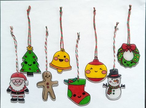 Shrinky Dink Christmas Ornaments, Afternoon Crafts, Christmas Craft Kit, Diy Craft Kit, Shrinky Dink, Plastic Art, Craft Kits For Kids, Plastic Crafts, Shrink Plastic