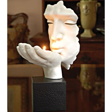 This can be found at www.femalecreations.com....♥ it Kiss Sculpture, Da Vinci Vitruvian Man, Sculpture Art Projects, Blowing Kisses, Sculpture Decor, Vitruvian Man, Tea Candle, Antony Gormley, Resin Sculpture